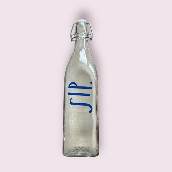 Rae Dunn Other - Rae Dunn Clear Glass Bottle with Blue 'SIP'